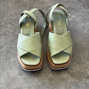 Anthropologie Green Platform Sandals